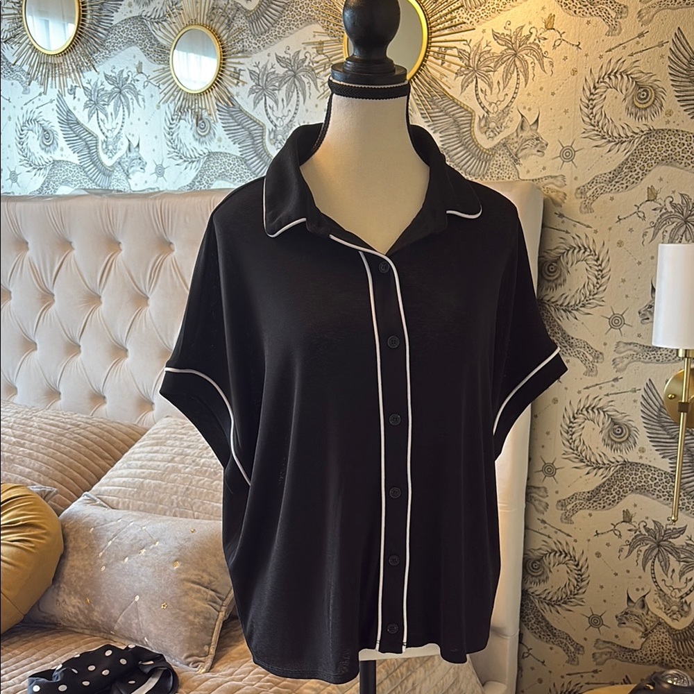 Black Button-Up Women's Top